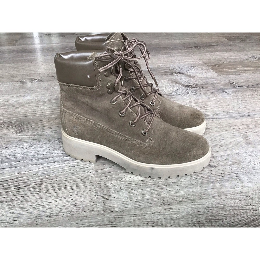 Timberland Boots Women's Size 8 Olive Suede Carnaby Cool 6" Combat Ankle Lace Up